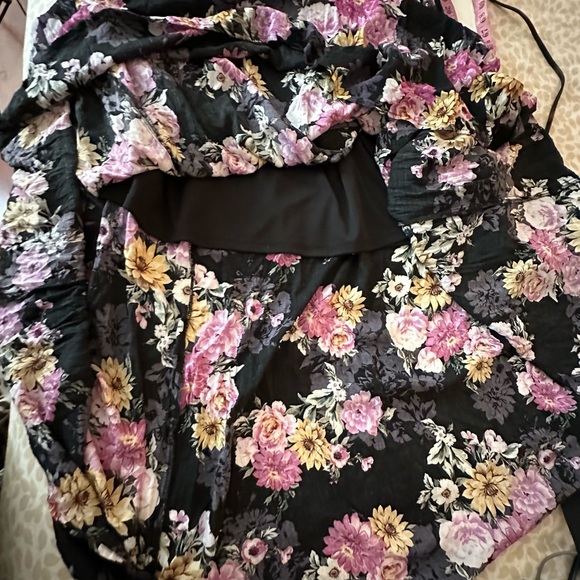 torrid Floral Black Pink Floral Figure Flattering Billowy Skirt Challis Dress 2X - Picture 9 of 16